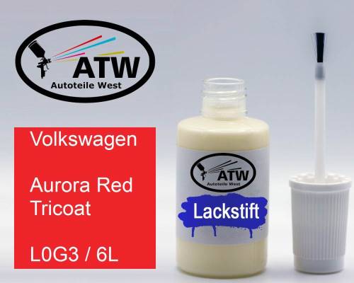 Volkswagen, Aurora Red Tricoat, L0G3 / 6L: 20ml Lackstift, von ATW Autoteile West.